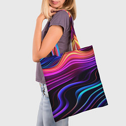 Сумка-шопер Неоновые волны, цвет: 3D-принт — фото 2