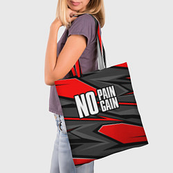 Сумка-шопер No pain no gain - красный, цвет: 3D-принт — фото 2