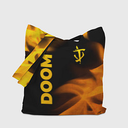 Сумка-шопер Doom - gold gradient: надпись, символ, цвет: 3D-принт