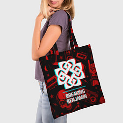 Сумка-шопер Breaking Benjamin rock glitch, цвет: 3D-принт — фото 2