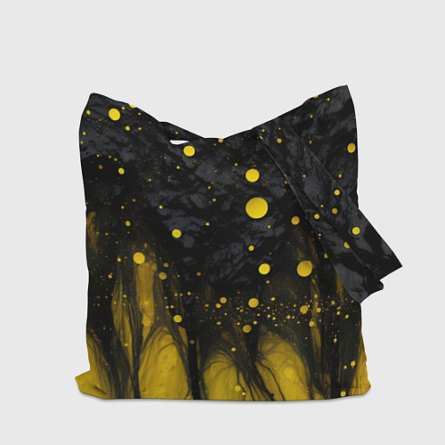 Сумка-шоппер Желтые брызги на черном фоне / 3D-принт – фото 2
