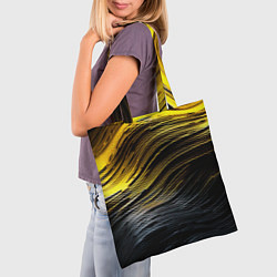 Сумка-шопер Золотистые волны на черном, цвет: 3D-принт — фото 2
