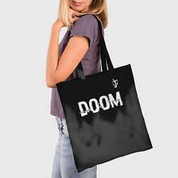 Сумка-шопер Doom glitch на темном фоне: символ сверху, цвет: 3D-принт — фото 2