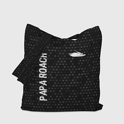 Сумка-шопер Papa Roach glitch на темном фоне: надпись, символ, цвет: 3D-принт