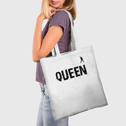 Сумка-шопер Queen glitch на светлом фоне: символ сверху, цвет: 3D-принт — фото 2