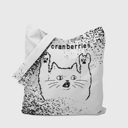 Сумка-шопер The Cranberries рок кот на светлом фоне, цвет: 3D-принт