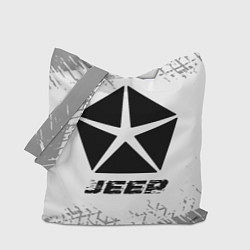 Сумка-шопер Jeep speed на светлом фоне со следами шин, цвет: 3D-принт