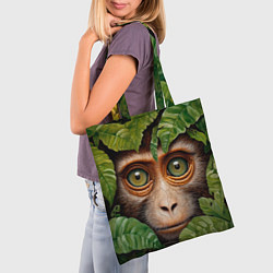 Сумка-шопер Обезьяна в джунглях, цвет: 3D-принт — фото 2