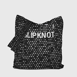 Сумка-шопер Slipknot glitch на темном фоне: символ сверху, цвет: 3D-принт