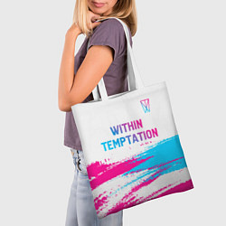 Сумка-шопер Within Temptation neon gradient style: символ свер, цвет: 3D-принт — фото 2
