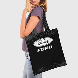 Сумка-шопер Ford speed на темном фоне со следами шин, цвет: 3D-принт — фото 2