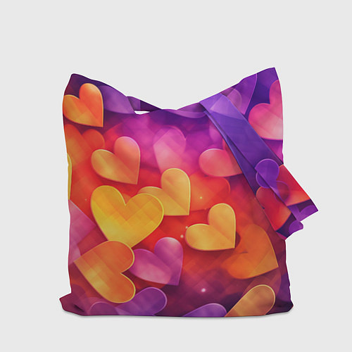 Сумка-шоппер Разноцветные сердечки / 3D-принт – фото 2