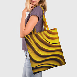 Сумка-шопер Желтые абстрактные полосы, цвет: 3D-принт — фото 2