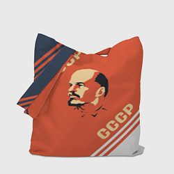 Сумка-шоппер Ленин на красном фоне