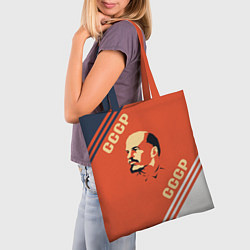 Сумка-шопер Ленин на красном фоне, цвет: 3D-принт — фото 2