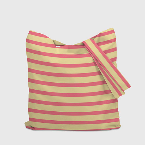 Сумка-шоппер Нежный жёлто-розовый полосатый / 3D-принт – фото 2