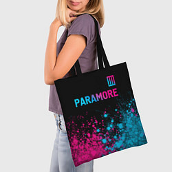 Сумка-шопер Paramore - neon gradient: символ сверху, цвет: 3D-принт — фото 2