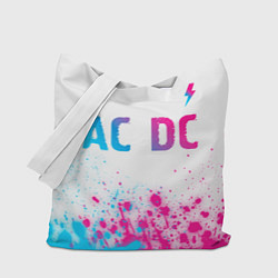 Сумка-шопер AC DC neon gradient style: символ сверху, цвет: 3D-принт