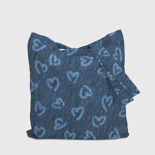 Сумка-шоппер Hearts on denim / 3D-принт – фото 2