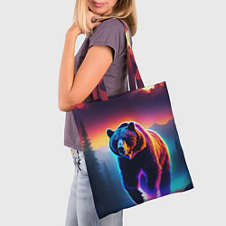 Сумка-шопер Люминесцентный медведь гризли, цвет: 3D-принт — фото 2