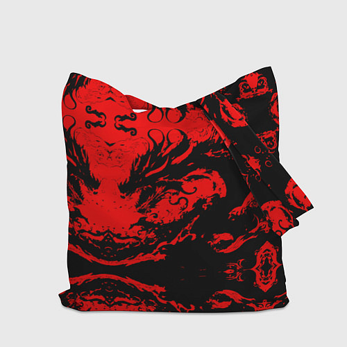 Сумка-шоппер Черный дракон на красном небе / 3D-принт – фото 2