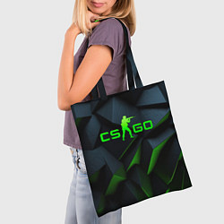 Сумка-шопер CSGO green texture logo, цвет: 3D-принт — фото 2