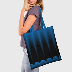Сумка-шопер Сине-черный градиент в полоску, цвет: 3D-принт — фото 2