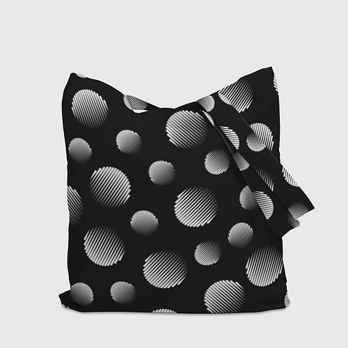 Сумка-шоппер Шары в полоску на черном фоне / 3D-принт – фото 2
