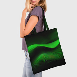 Сумка-шопер Зеленые абстрактные волны, цвет: 3D-принт — фото 2