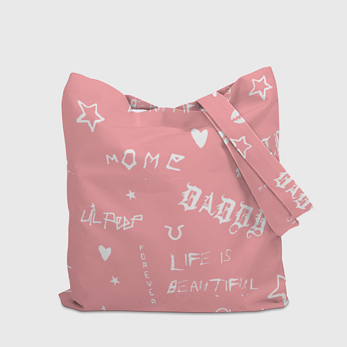 Сумка-шоппер Lil Peep тату розовый / 3D-принт – фото 2