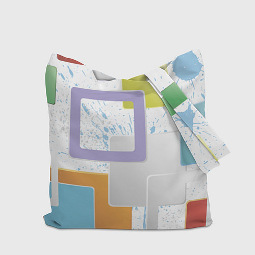Сумка-шоппер Абстрактный фон красочные квадраты гранж / 3D-принт – фото 2