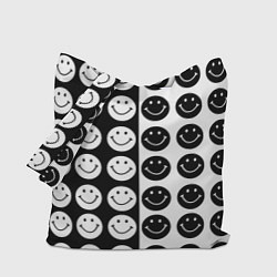 Сумка-шопер Smiley black and white, цвет: 3D-принт