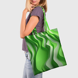 Сумка-шопер Зеленые объемные полосы, цвет: 3D-принт — фото 2