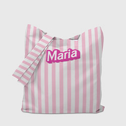 Сумка-шоппер Имя Мария в стиле Барби: розовая полоска