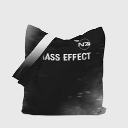 Сумка-шопер Mass Effect glitch на темном фоне: символ сверху, цвет: 3D-принт