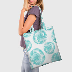 Сумка-шопер Акварельные голубые био формы, цвет: 3D-принт — фото 2