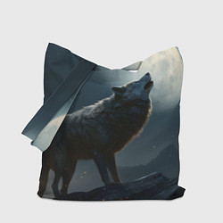 Сумка-шопер Волк воющий на Луну, цвет: 3D-принт