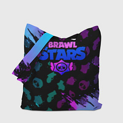 Сумка-шопер Brawl stars neon logo, цвет: 3D-принт