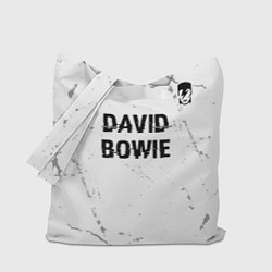 Сумка-шопер David Bowie glitch на светлом фоне: символ сверху, цвет: 3D-принт