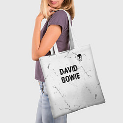 Сумка-шопер David Bowie glitch на светлом фоне: символ сверху, цвет: 3D-принт — фото 2