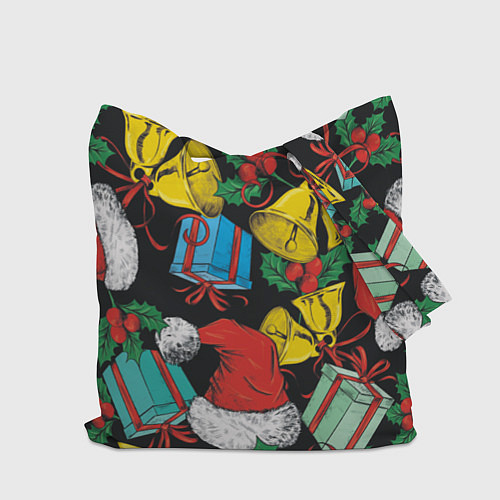 Сумка-шоппер Узор с рождественскими колокольчиками / 3D-принт – фото 2