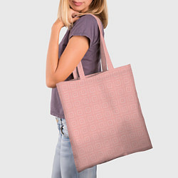 Сумка-шопер Бледно-розовый с квадратиками, цвет: 3D-принт — фото 2