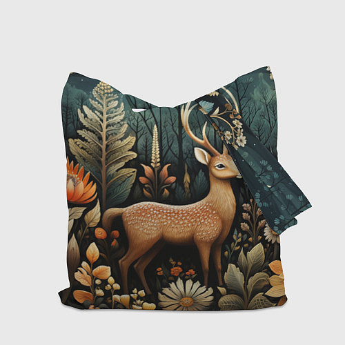 Сумка-шоппер Лесной олень в стиле фолк-арт / 3D-принт – фото 2