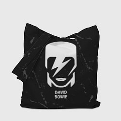 Сумка-шопер David Bowie glitch на темном фоне, цвет: 3D-принт