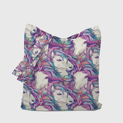 Сумка-шопер Морды лошади фиолетовый паттерн, цвет: 3D-принт
