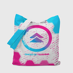 Сумка-шопер Ghost of Tsushima neon gradient style, цвет: 3D-принт