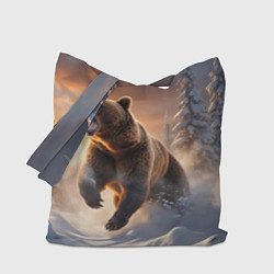 Сумка-шопер Бурый медведь в лесу, цвет: 3D-принт