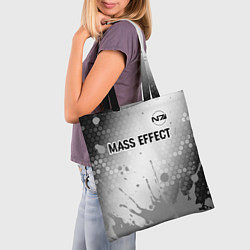 Сумка-шопер Mass Effect glitch на светлом фоне посередине, цвет: 3D-принт — фото 2