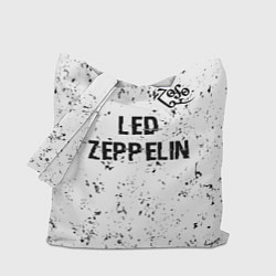 Сумка-шопер Led Zeppelin glitch на светлом фоне посередине, цвет: 3D-принт