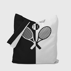 Сумка-шоппер Теннис - чёрно белое
